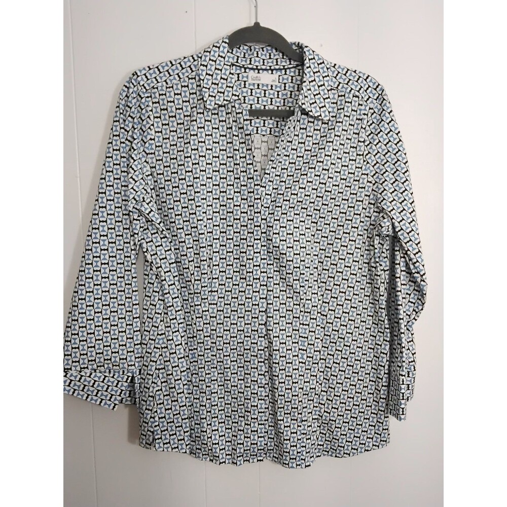 Croft & Barrow Button Down Shirt  Size L  Long Sleeve Heart  Geometric